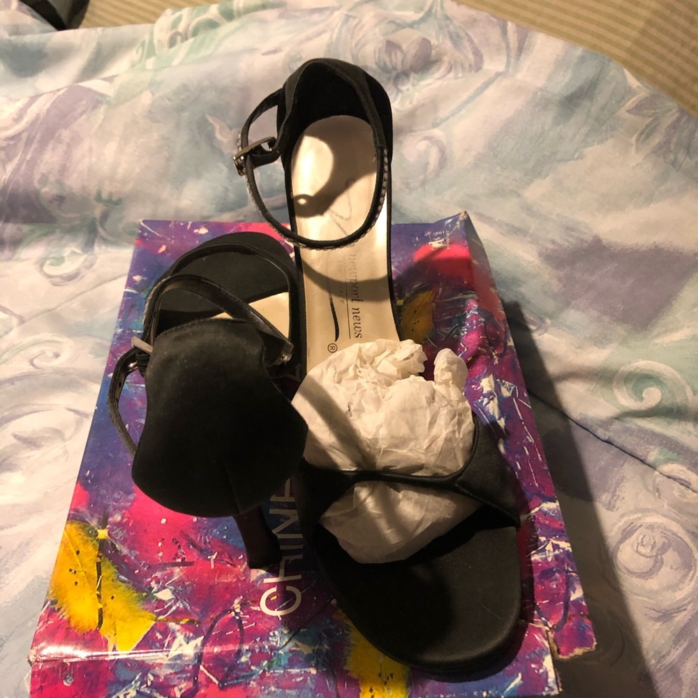 Shoes, dressy, heels, satin and rhinestone accents